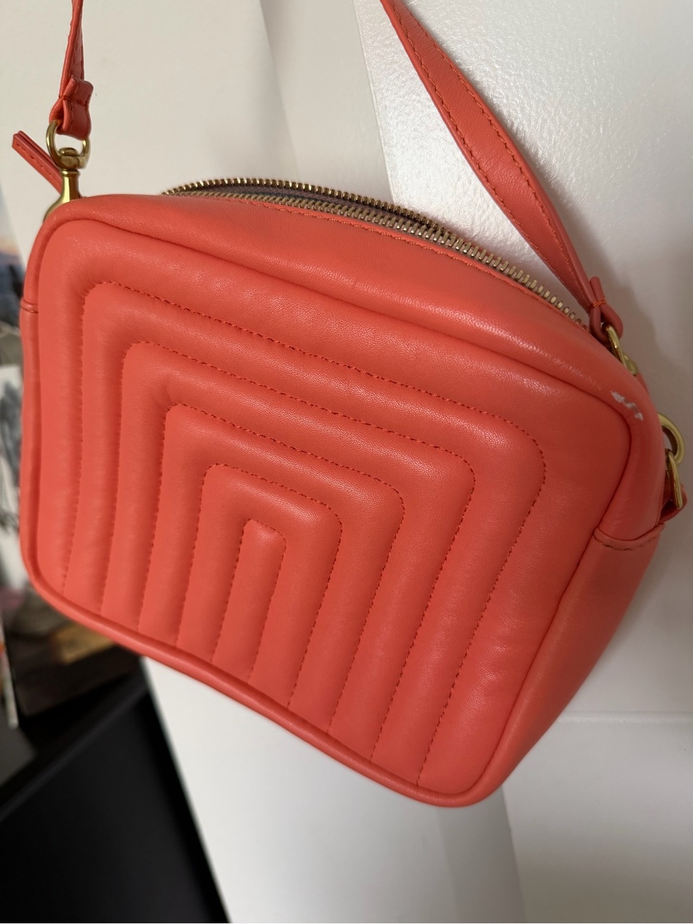 Clare V Quilted Crossbody Handbag in Coral - Picture 5 of 5